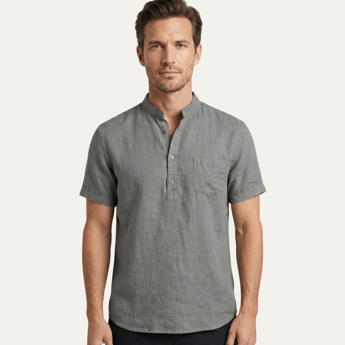 Glasgow Casual Cotton Linen Henley Shirt - Montford & Co