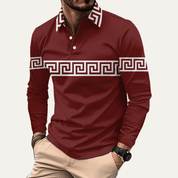 Greek Key Print Casual Lightweight Polo Shirt - Montford & Co