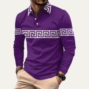 Greek Key Print Casual Lightweight Polo Shirt - Montford & Co