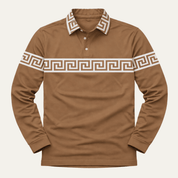 Greek Key Print Casual Lightweight Polo Shirt - Montford & Co