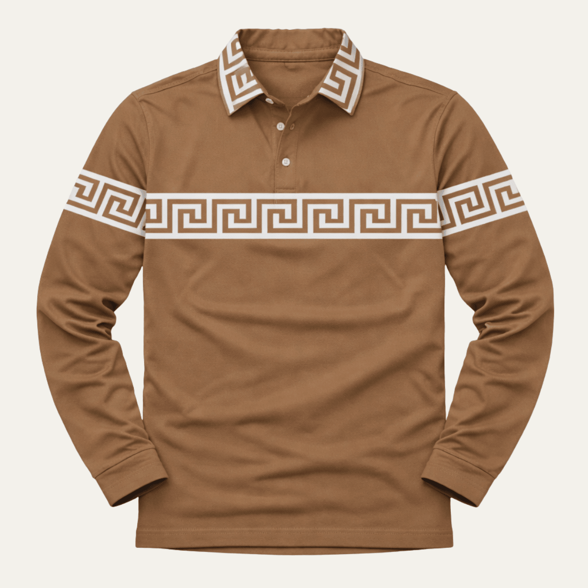 Greek Key Print Casual Lightweight Polo Shirt - Montford & Co