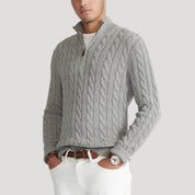 Half - Zip Cable Knit Sweater - Montford & Co