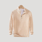 Half - Zip Cable Knit Sweater - Montford & Co