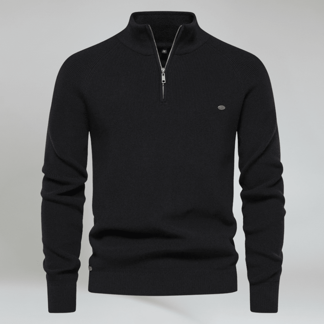 Half Zip Jumper in Wool Blend Top - Montford & Co