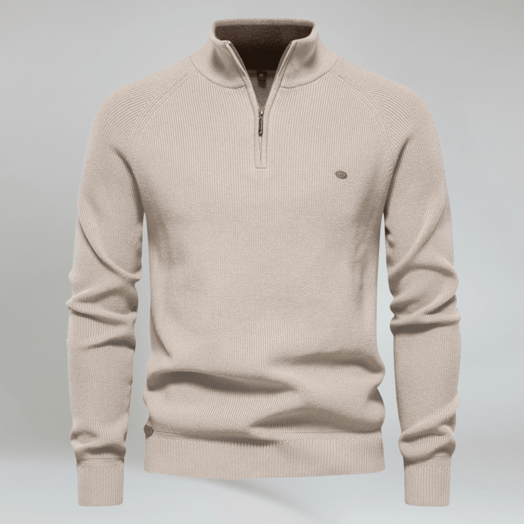 Half Zip Jumper in Wool Blend Top - Montford & Co