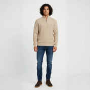 Half Zip Jumper in Wool Blend Top - Montford & Co