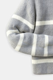 Half Zip Striped Wool Blend Sweater - Montford & Co