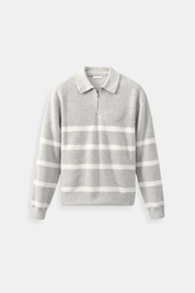 Half Zip Striped Wool Blend Sweater - Montford & Co