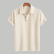 Jacquard Textured Casual Knitted Polo Shirt - Montford & Co