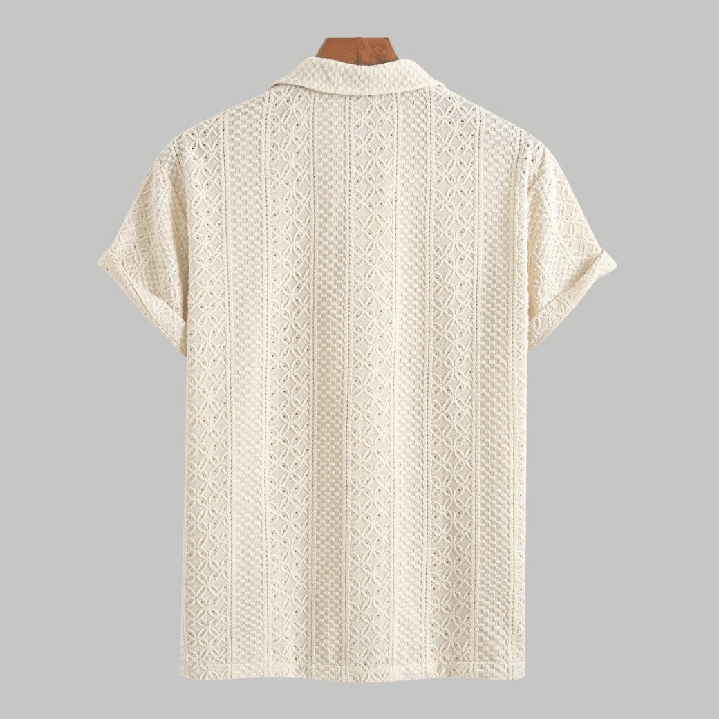 Jacquard Textured Casual Knitted Polo Shirt - Montford & Co
