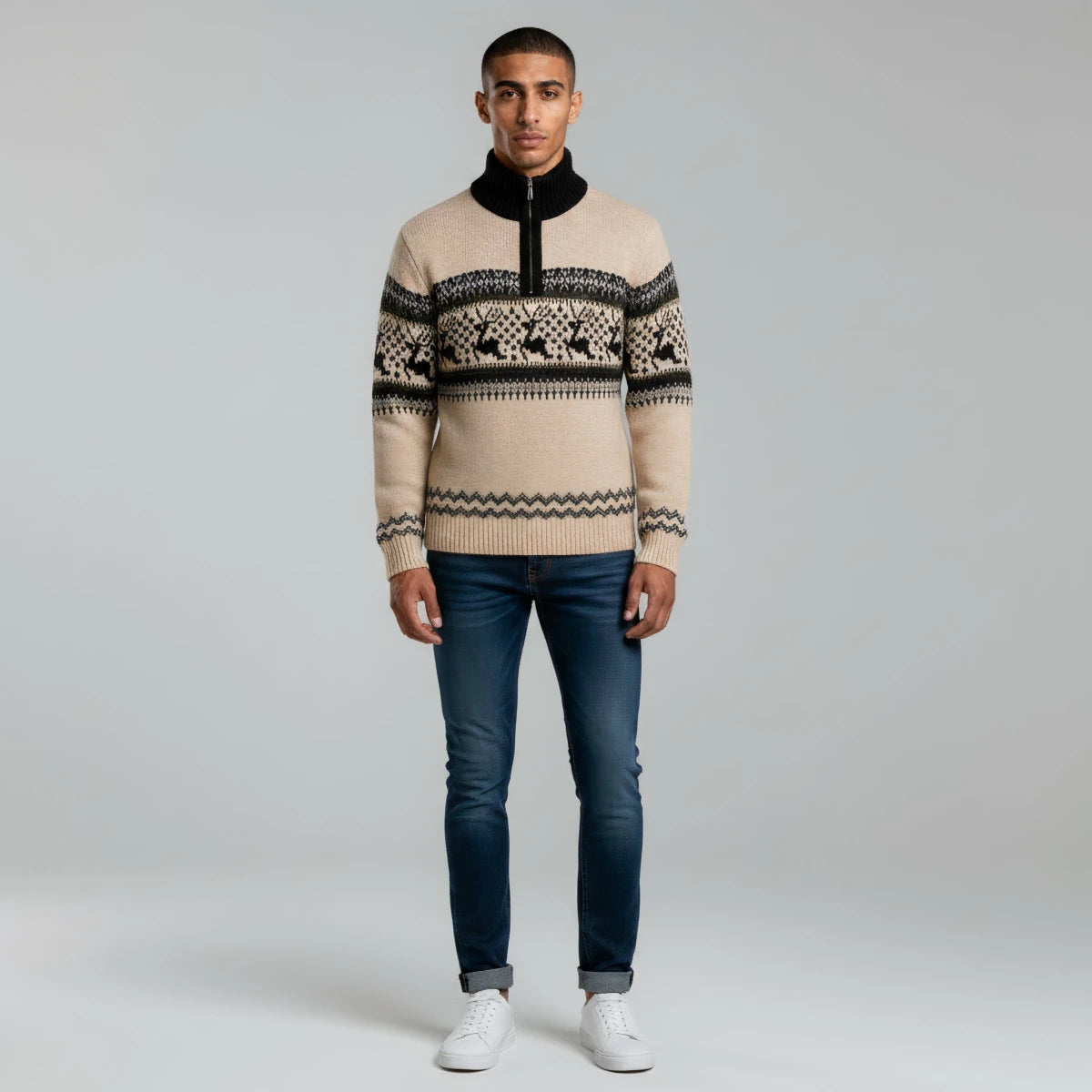 Kris Fair Isle Half - Zip Sweater - Montford & Co