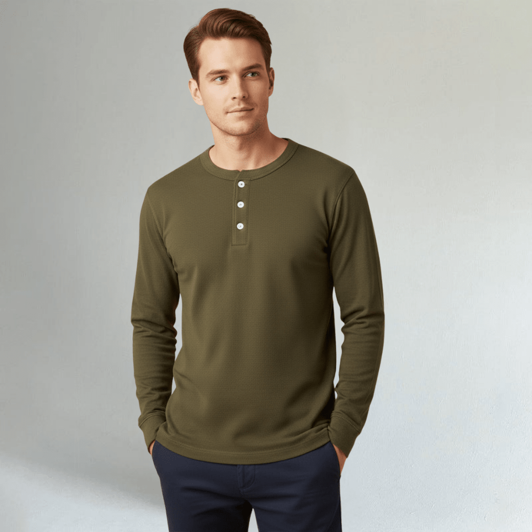 Lightweight Cotton Casual Henley Shirt - Montford & Co