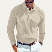 Long Sleeve Polo Shirt with Ribbed Texture - Montford & Co