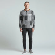 Long Sleeve Polo Shirt with Textured Patchwork Design - Montford & Co