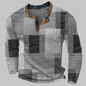 Long Sleeve Polo Shirt with Textured Patchwork Design - Montford & Co