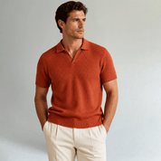 Luxury Knitted V Neck Polo Shirt - Montford & Co