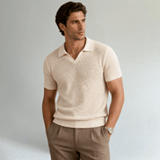 Luxury Knitted V Neck Polo Shirt - Montford & Co