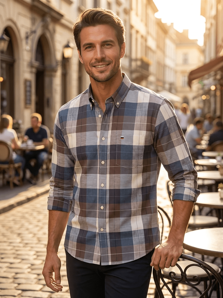 Overhemden – Heren – All Season – Classic Check Shirt met Borstzak – Montford Co - Montford & Co