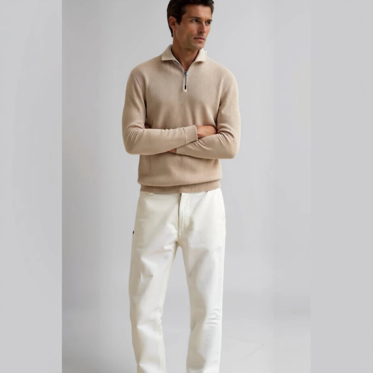 Quarter Zip Sweater Classic Knitted Wool Design - Montford & Co