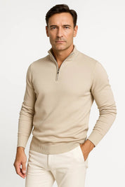 Quarter Zip Sweater Cotton Blend Classic Fit - Montford & Co
