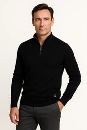 Quarter Zip Sweater Cotton Blend Classic Fit - Montford & Co
