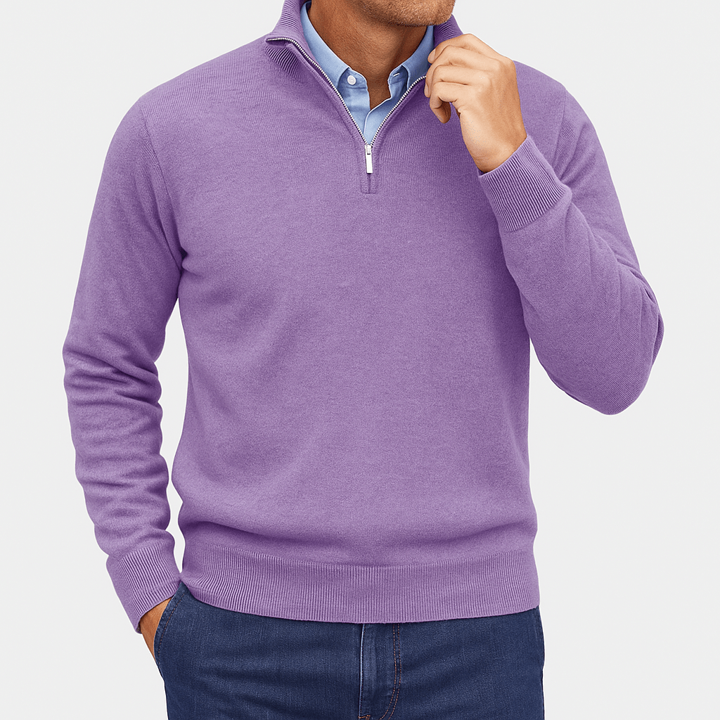 Quarter Zip Sweater Lightweight Knit Top - Montford & Co