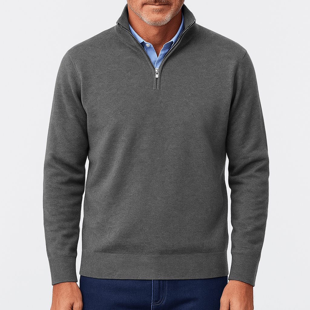 Quarter Zip Sweater Lightweight Knit Top - Montford & Co