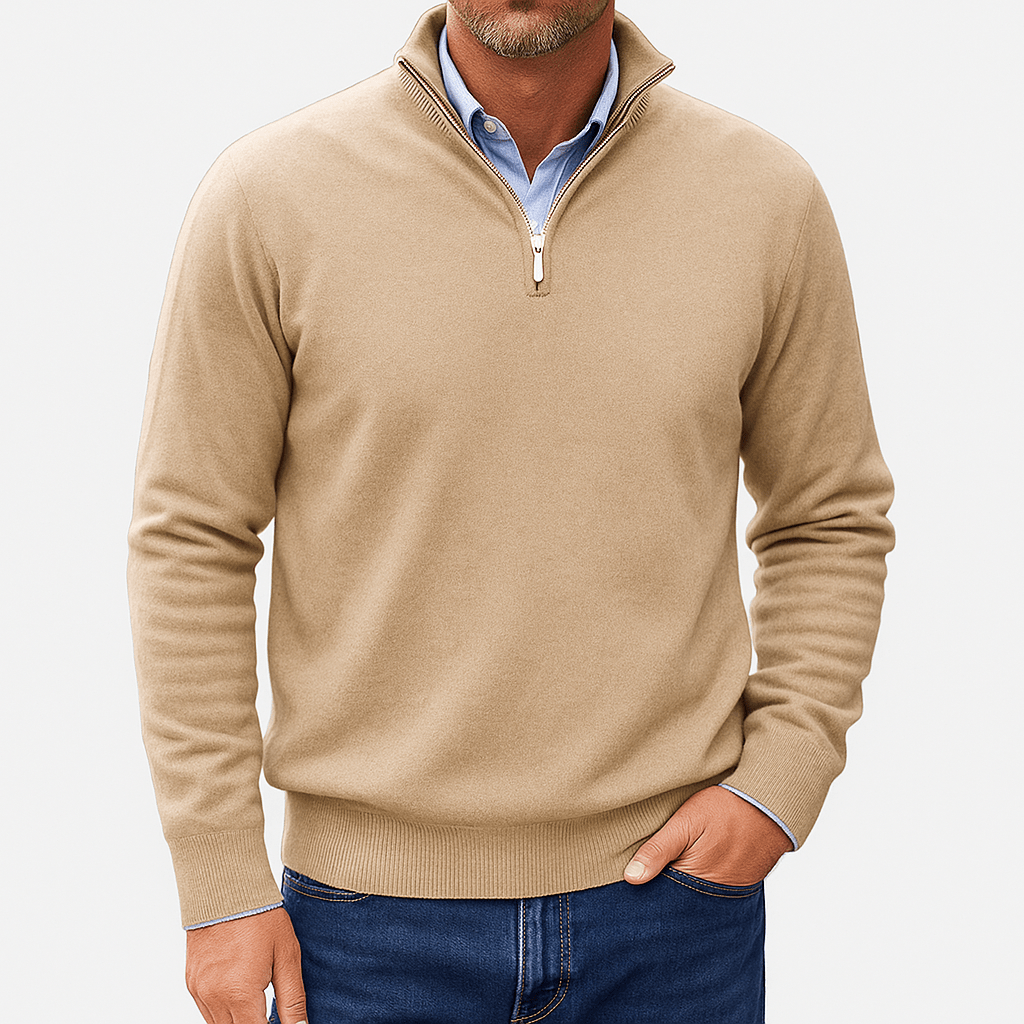 Quarter Zip Sweater Lightweight Knit Top - Montford & Co