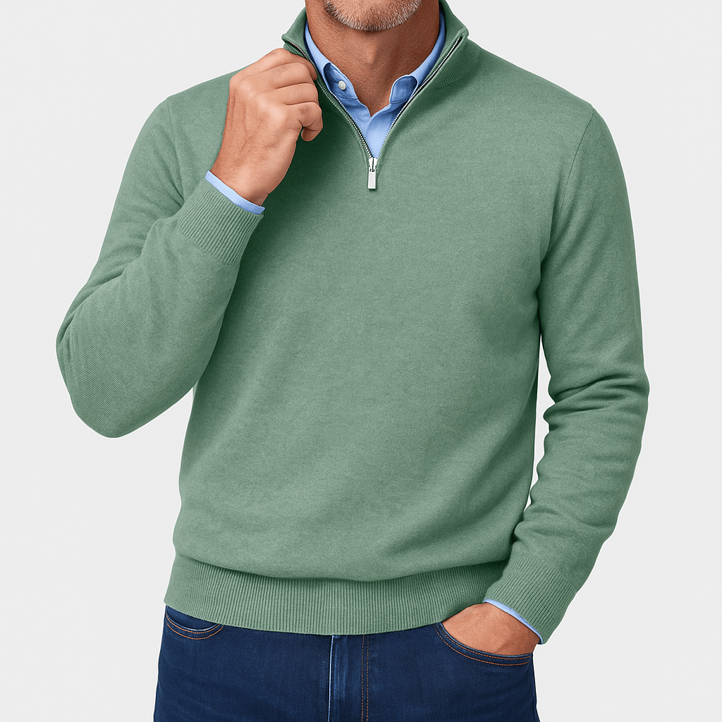 Quarter Zip Sweater Lightweight Knit Top - Montford & Co
