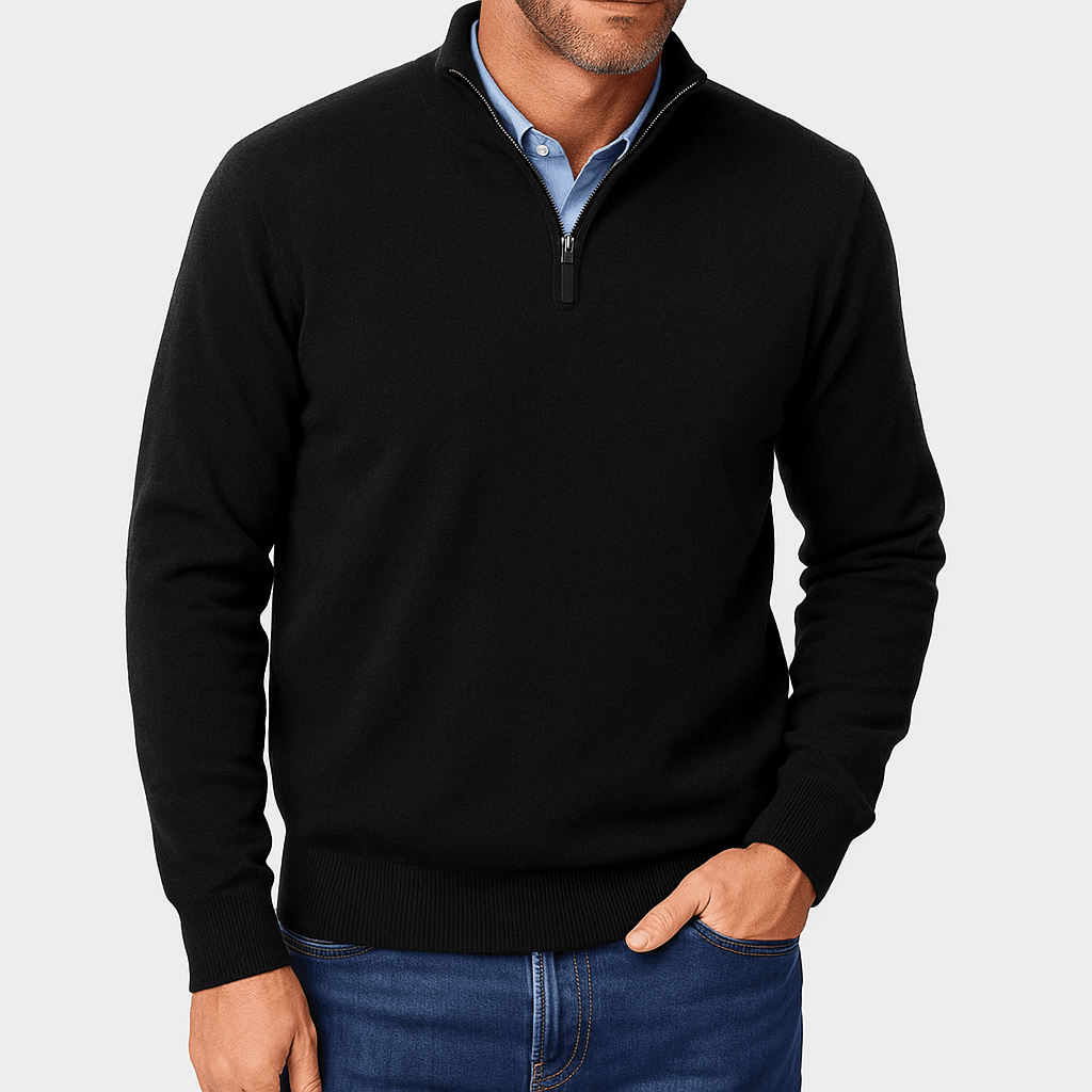 Quarter Zip Sweater Lightweight Knit Top - Montford & Co