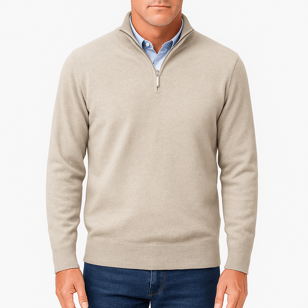 Quarter Zip Sweater Lightweight Knit Top - Montford & Co