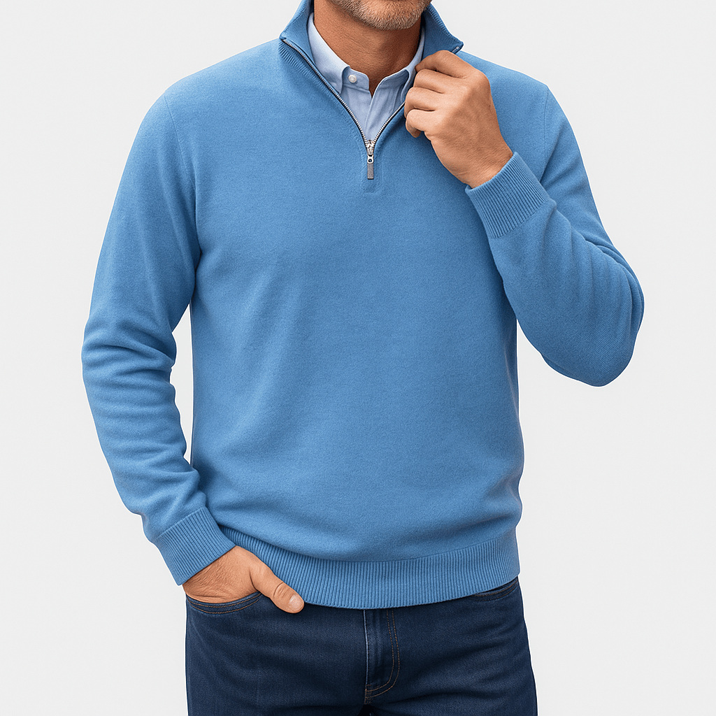 Quarter Zip Sweater Lightweight Knit Top - Montford & Co