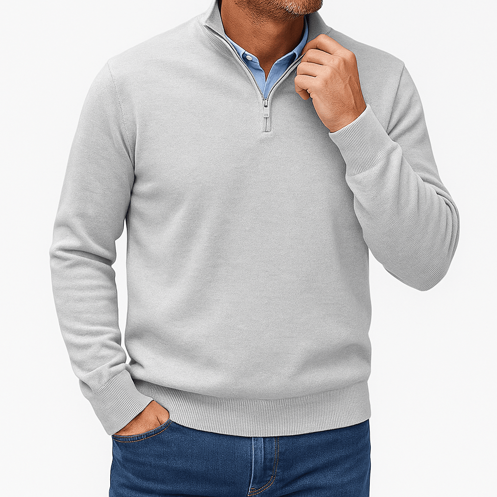Quarter Zip Sweater Lightweight Knit Top - Montford & Co