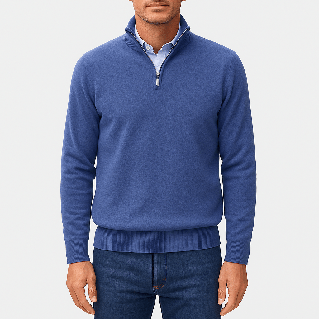 Quarter Zip Sweater Lightweight Knit Top - Montford & Co