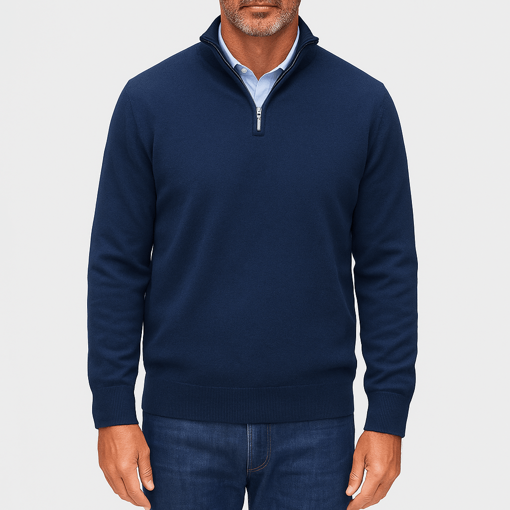 Quarter Zip Sweater Lightweight Knit Top - Montford & Co