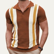 Retro Striped Knit Casual Polo Shirt - Montford & Co