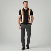 Retro Striped Knit Casual Polo Shirt - Montford & Co