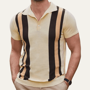 Retro Striped Knit Casual Polo Shirt - Montford & Co