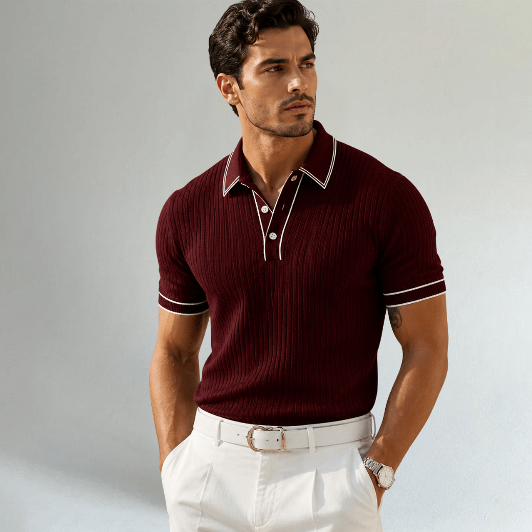 Ribbed Knit Business Polo Shirt - Montford & Co