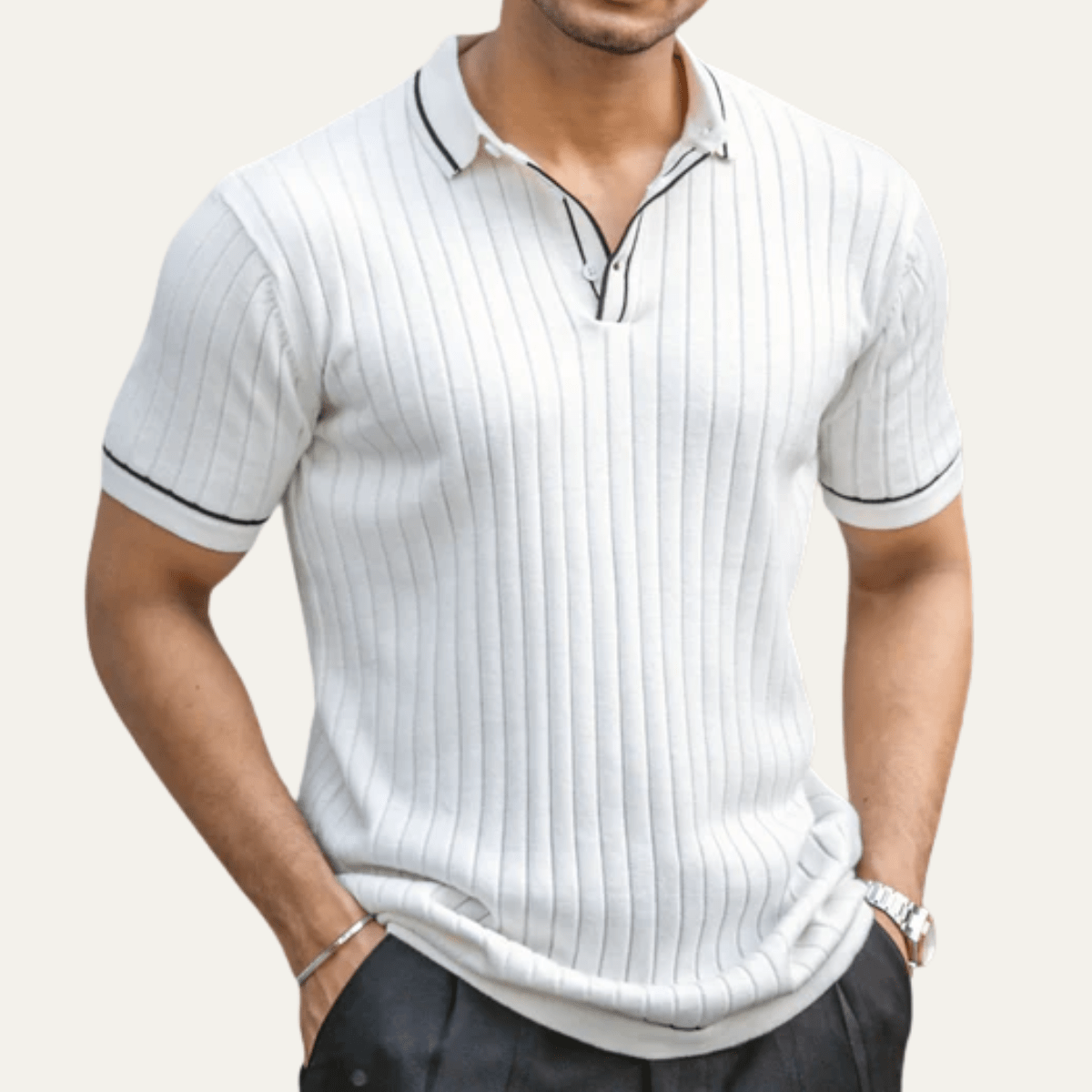 Ribbed Knit Business Polo Shirt - Montford & Co