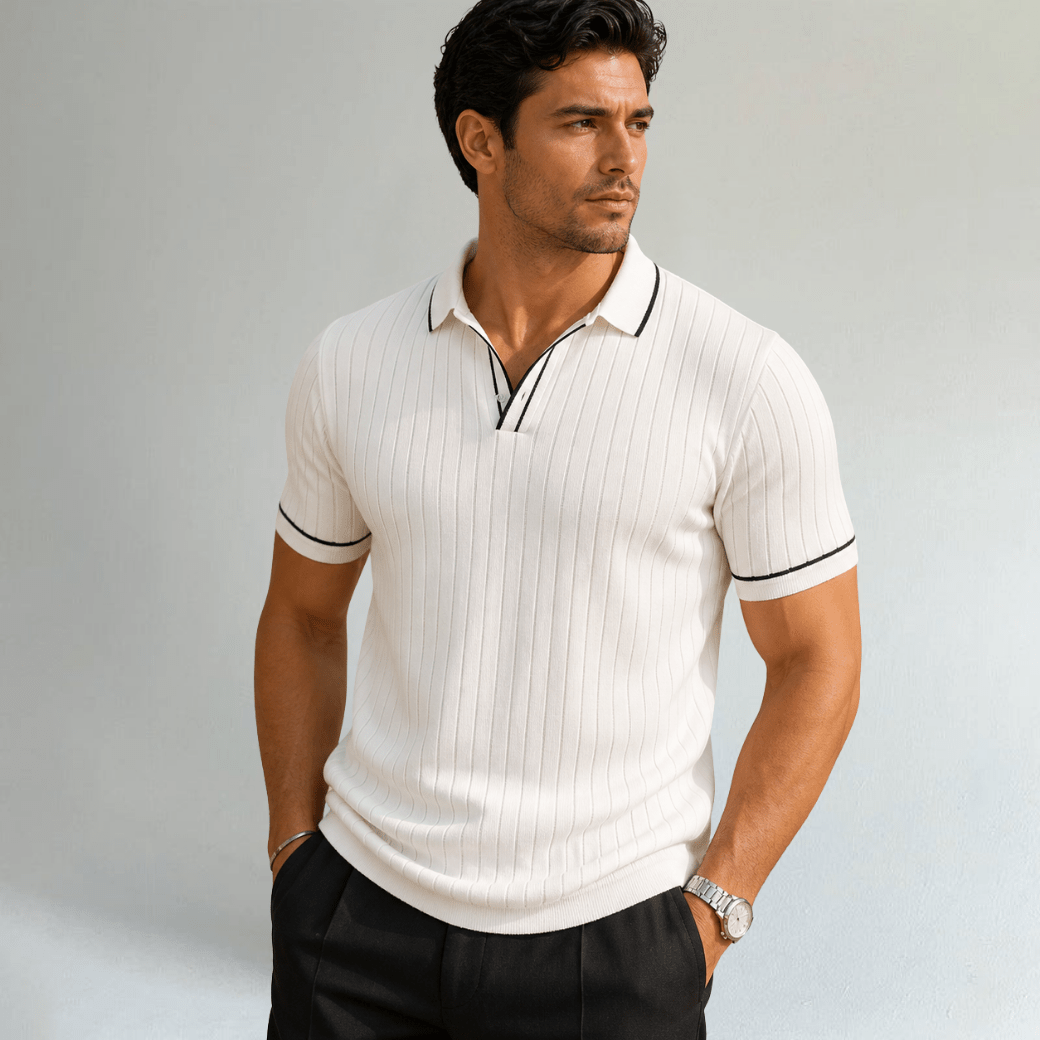 Ribbed Knit Business Polo Shirt - Montford & Co