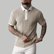 Ribbed Knit Casual Polo Shirt - Montford & Co