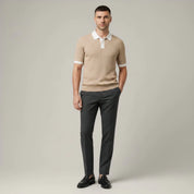 Ribbed Knit Casual Polo Shirt - Montford & Co