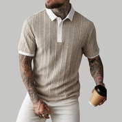 Ribbed Knit Casual Polo Shirt - Montford & Co