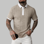 Ribbed Knit Casual Polo Shirt - Montford & Co