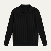 Ribbed Knitted Long Sleeve Polo Shirt - Montford & Co
