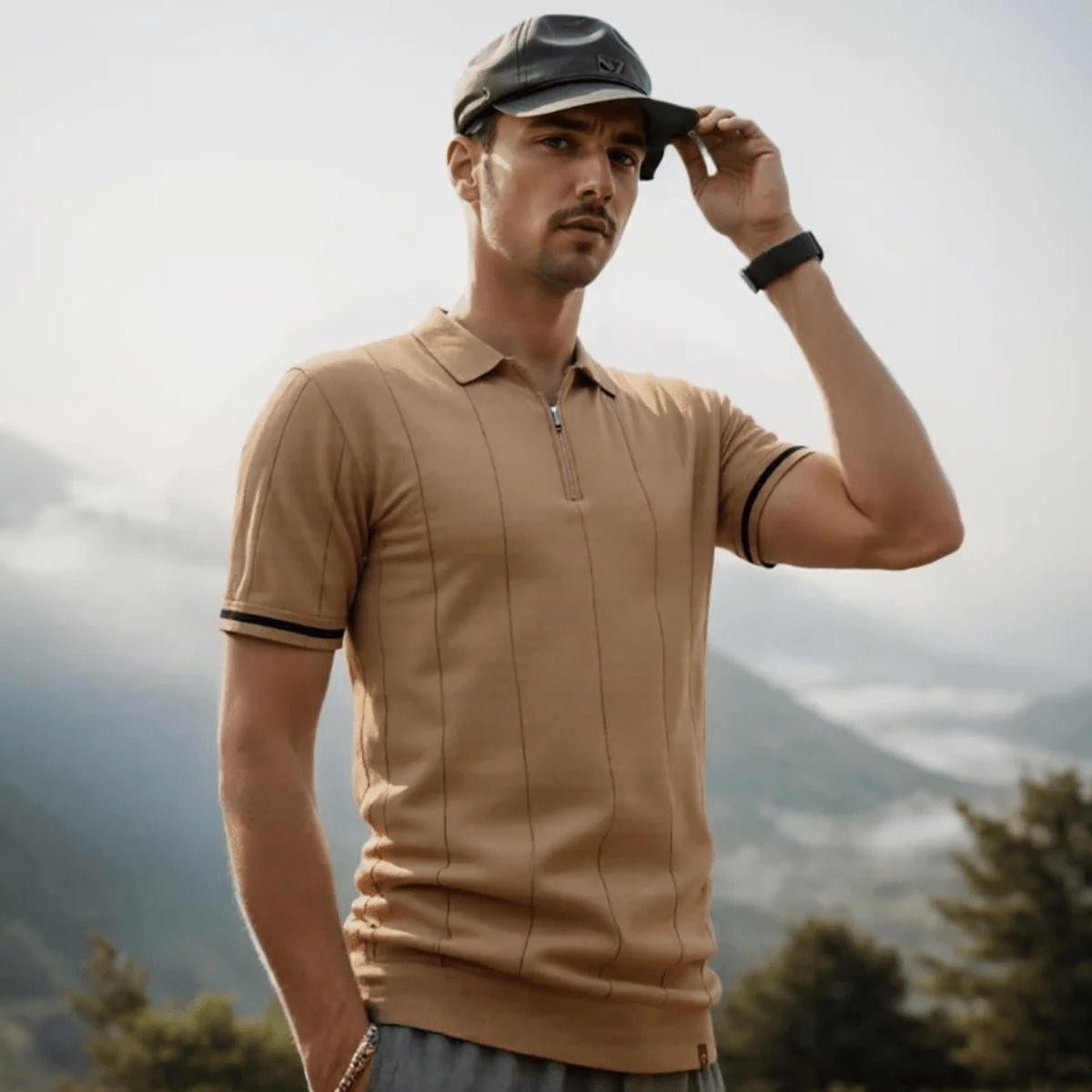 San Marino Zip Up Slim Fit Polo Shirt - Montford & Co