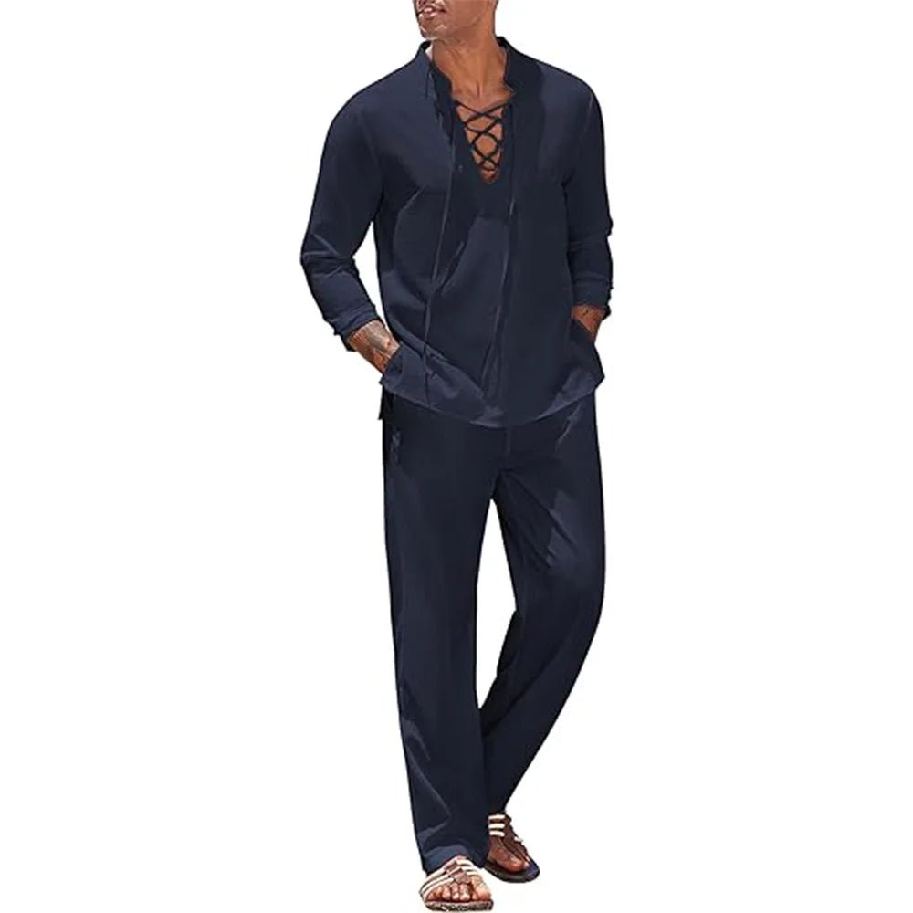 Set – Mens – All Season – Men's Cotton Shirt and Pants Suit – Montford Co - Montford & Co
