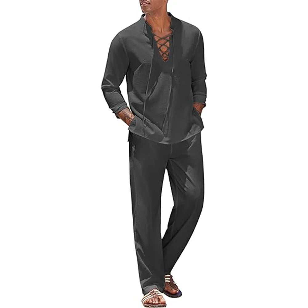 Set – Mens – All Season – Men's Cotton Shirt and Pants Suit – Montford Co - Montford & Co