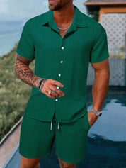 Set – Mens – Spring &amp; Summer – Men's Polo Casual Solid Color Sports Suit – Montford Co - Montford & Co